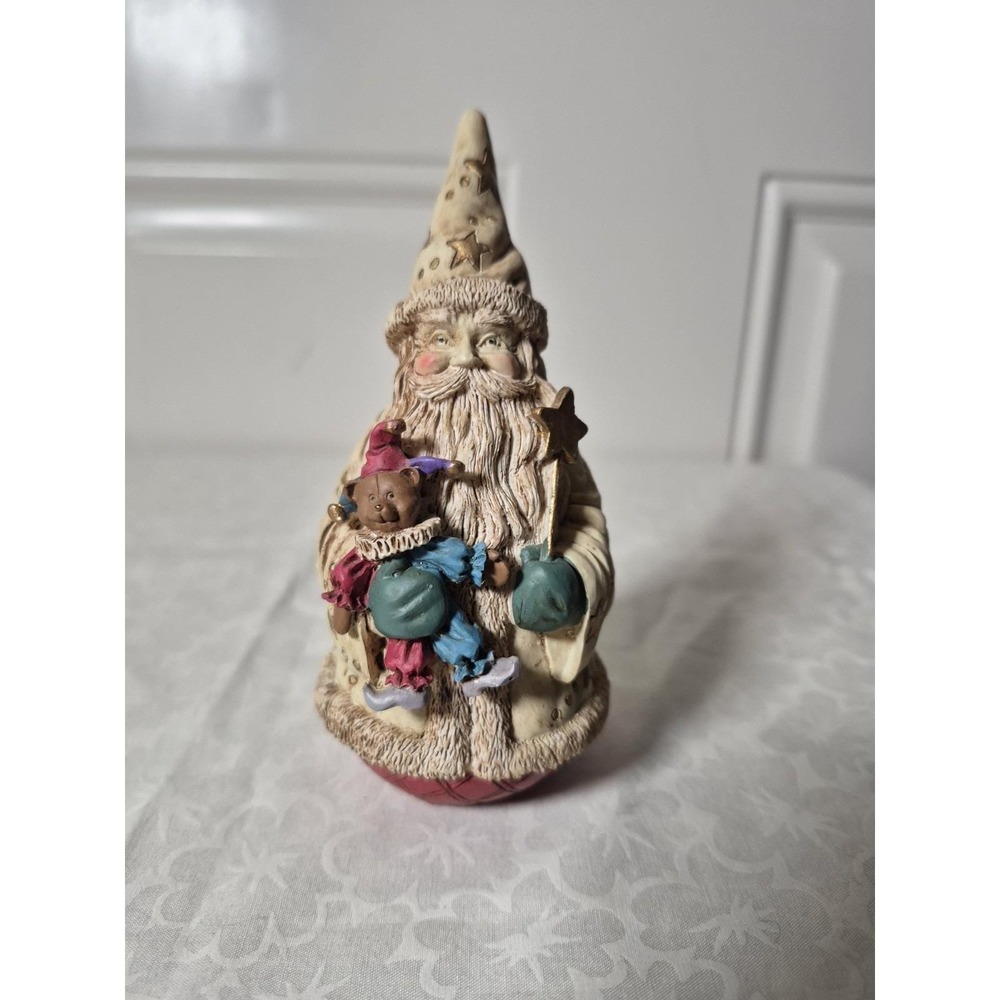 Midwest Importers Cannon Falls Santa Claus Wizard Holding Jester Bear Figurine